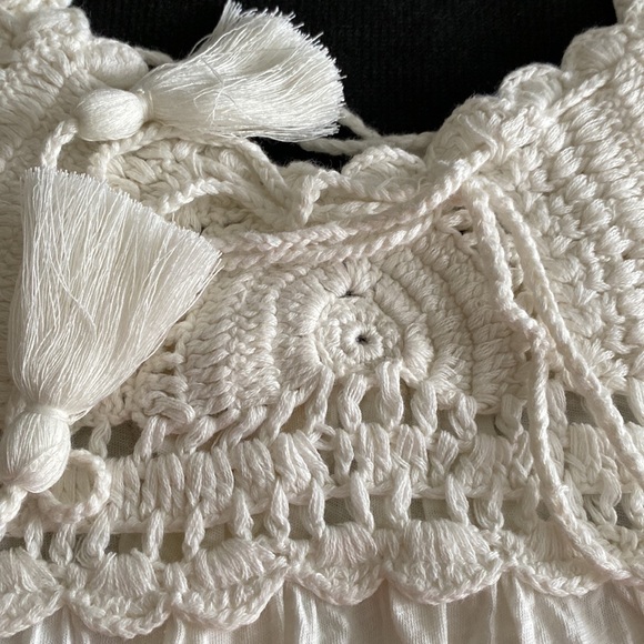Lucky Brand NWT Crochet Babydoll Tank lace up back tassels bohemian festival - Picture 8 of 16